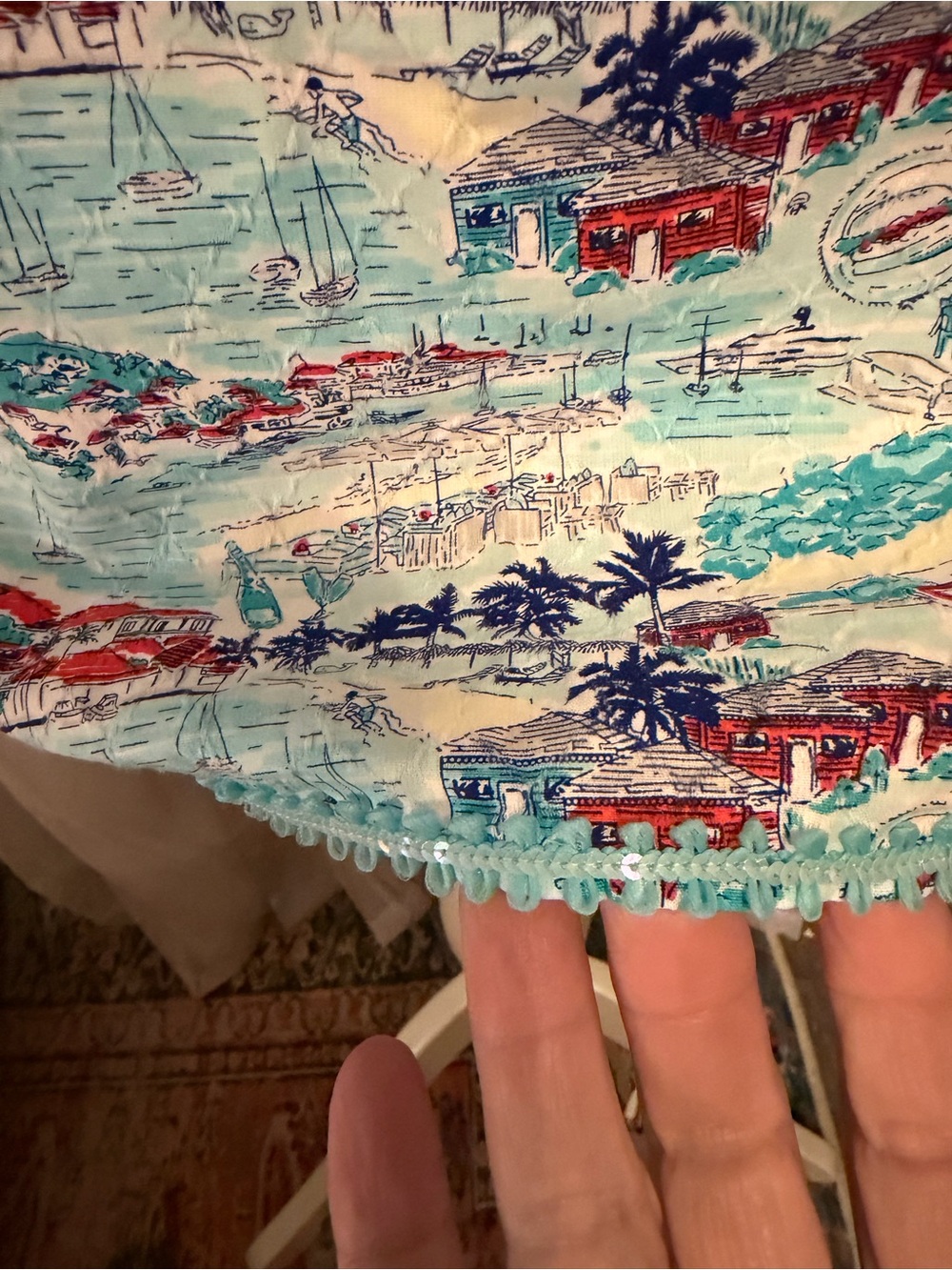 Vineyard Vines Tropical Mini Skirt in Aqua, Navy & Coral - Picture 2 of 9